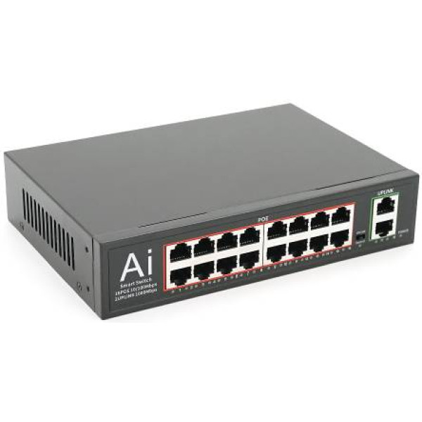 Фото - Коммутатор локальной сети (Switch) Merlion Mini 16 +2 RJ45 10/100/1000 встроенный блок питания 52V (YT41635)