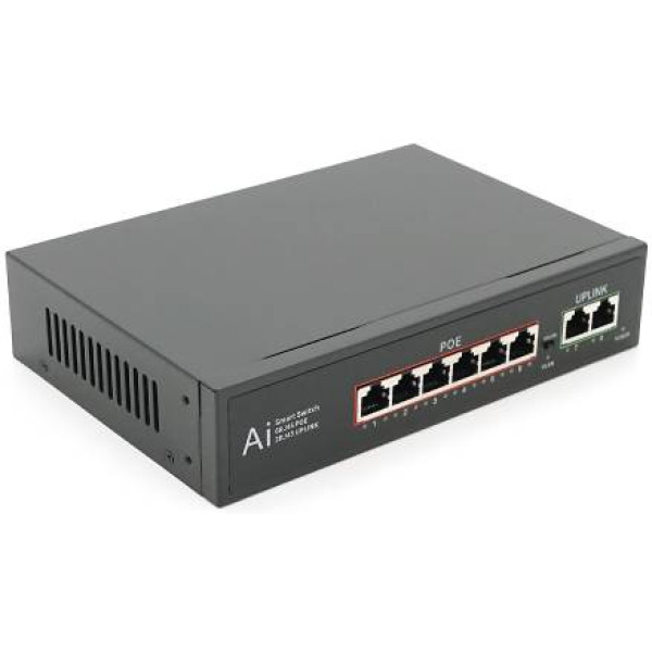 Фото - Коммутатор локальной сети (Switch) Merlion 4 POE 10/100 +2 RJ45 10/100 встроенный блок питания 52V (YT41638)