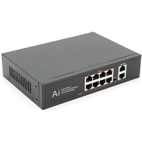 Фото - Коммутатор локальной сети (Switch) Merlion 4 POE 10/100 +2 RJ45 10/100 встроенный блок питания 52V (YT41639)