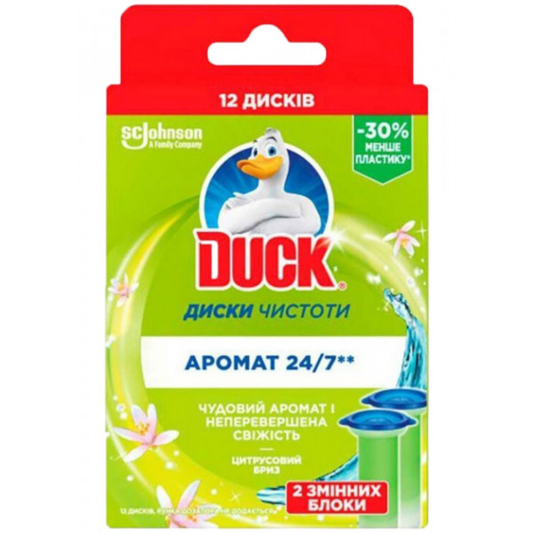 Фото - Туалетный блок SC Johnson Duck диски Цитрусовый бриз сменный 2 шт. (5000204339703)