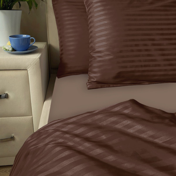 Фото - Комплект постільної білизни Zastelli Brown Stripes/Amphora Stripe 145х210 Коричневий (21861)