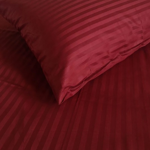 Фото - Комплект постільної білизни Zastelli Garnet Stripes сатин 200х220 см гранатовий (19-1655)