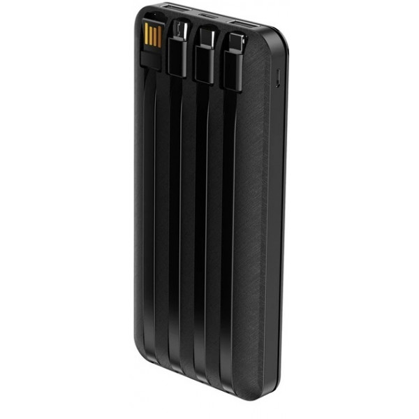 Фото - Батарея мобільна Forever TB-411 ALLin1 10000 mAh with cables USB-C + Lightning + microUSB Black (GSM103789)