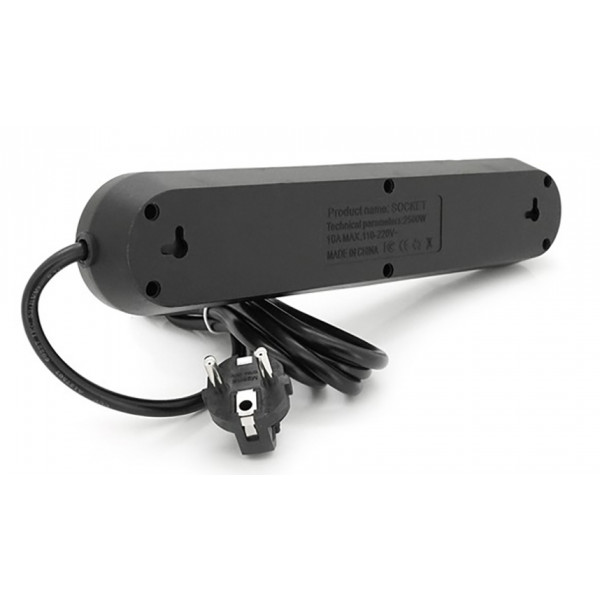 Фото - Мережевий фільтр Voltronic F01U 2 розетки EU + 2 розетки Universal + 3 USB 1.5 м Black