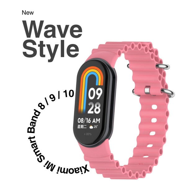 Фото - Ремінець для фітнес-браслету BeCover Wave Style for Xiaomi Mi Smart Band 8 / 9 / 10 Dusty Pink (714353)