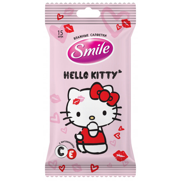 Фото - Салфетки влажные для детей Smile Hello Kitty, 15 шт. (42109721) Фото - Салфетки влажные для детей Smile Hello Kitty, 15 шт. (42109721)
