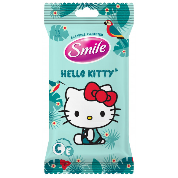 Фото - Салфетки влажные для детей Smile Hello Kitty, 15 шт. (42109721)