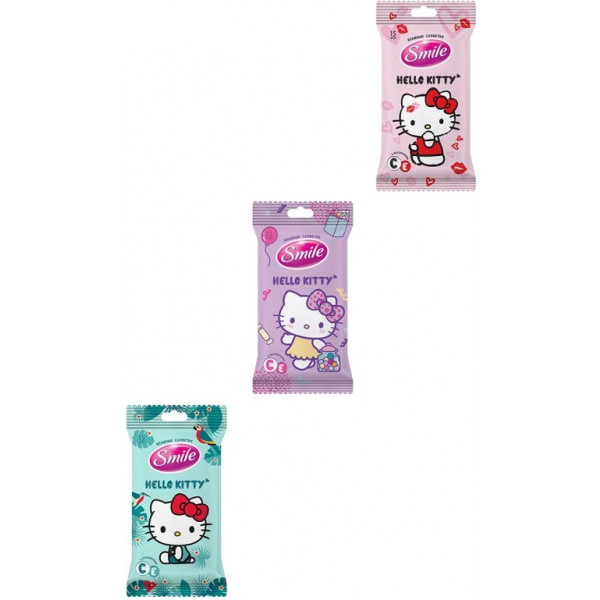 Фото - Салфетки влажные для детей Smile Hello Kitty, 15 шт. (42109721)