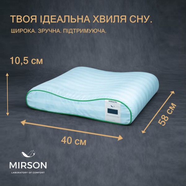 Фото - Подушка ортопедическая MirSon №4246 Satin Stripe 30-0014 Mint (2200006424642)