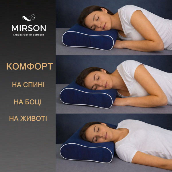 Фото - Подушка ортопедична MirSon №4261 Delicate Satin 4052 Ocean 58х40х10.5 см (2200006424826)