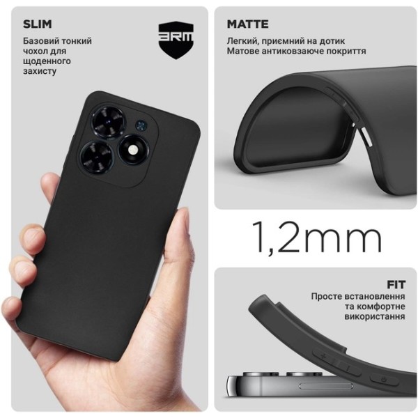 Фото - Чехол для смартфона Armorstandart Matte Slim Fit for Tecno Spark 20C (BG7n) Camera cover Black (ARM73575)