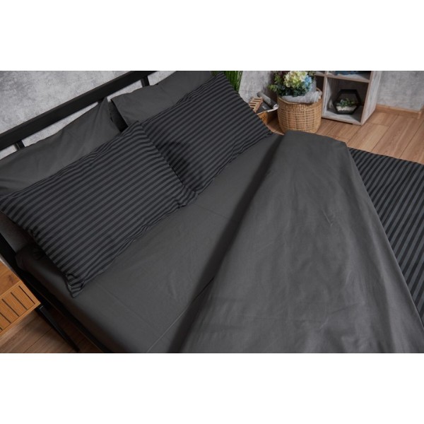 Фото - Комплект постельного белья Moon&Star 160х220х2 нав. 2х70х70 Gray Stripe&Black Бязь Gold Люкс (MS-820001077)