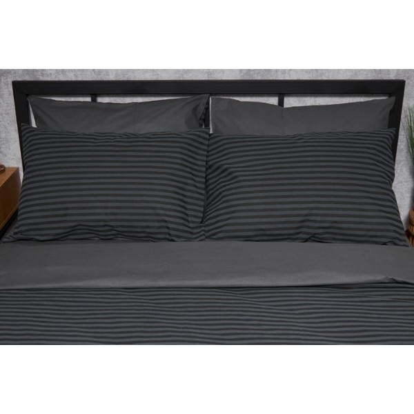 Фото - Комплект постельного белья Moon&Star 160х220х2 нав. 2х70х70 Gray Stripe&Black Бязь Gold Люкс (MS-820001077)
