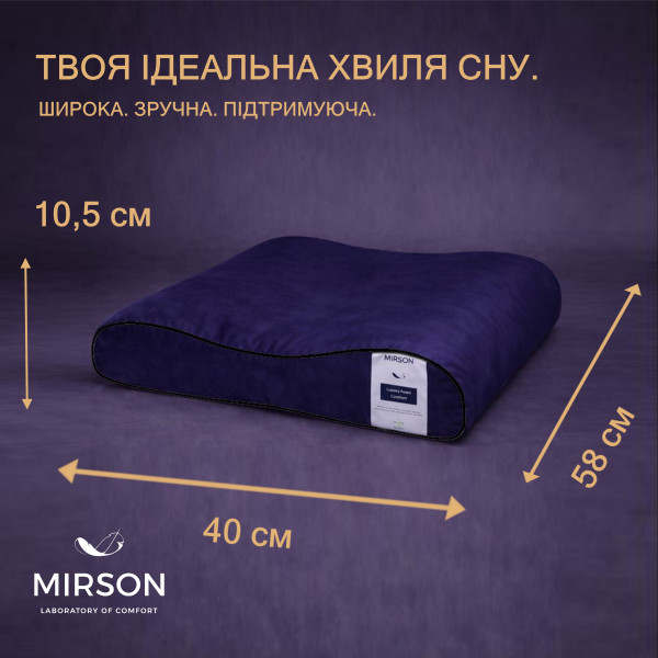 Фото - Подушка ортопедическая MirSon №4278 28-0006 Navy blue Velvet (2200006424994)