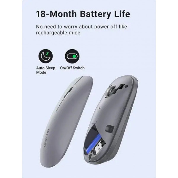 Фото - Миша бездротова UGREEN MU001 Gray (90373)