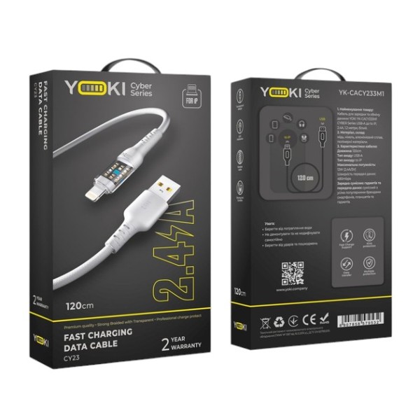 Фото - Кабель YOKI CYBER Lightning 2.4A 1.2m White (YK-CY23)