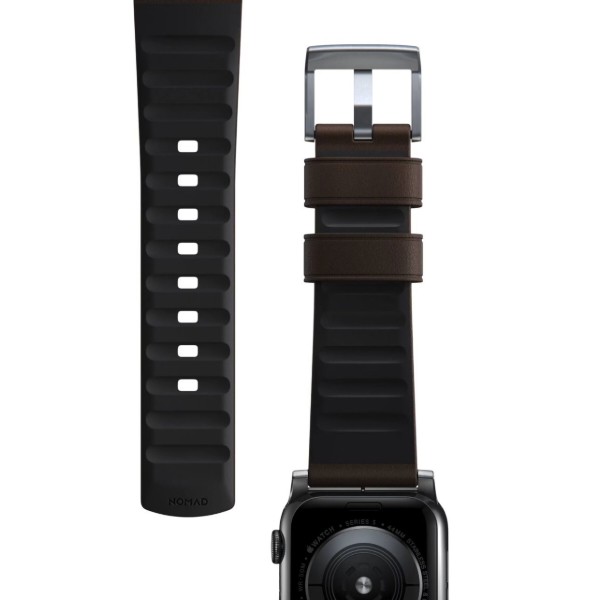 Фото - Ремешок для смарт-часов Nomad Active Band Pro Silver Hardware Classic Brown 46mm/49mm (NM1A4MSNW0)