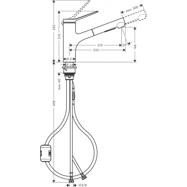 Фото - Мийка кухонна+змішувач Hansgrohe S520-F345 + Zesis M33 (43356800)