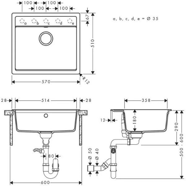 Фото - Мийка кухонна+змішувач Hansgrohe S520-F510 + Talis M54 (43359800)