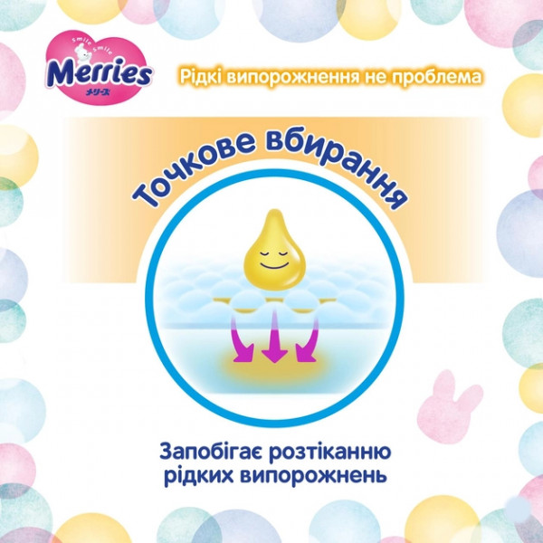 Фото - Одноразові підгузки MERRIES Розмір S (4-8 кг.), 70 шт. (438599)