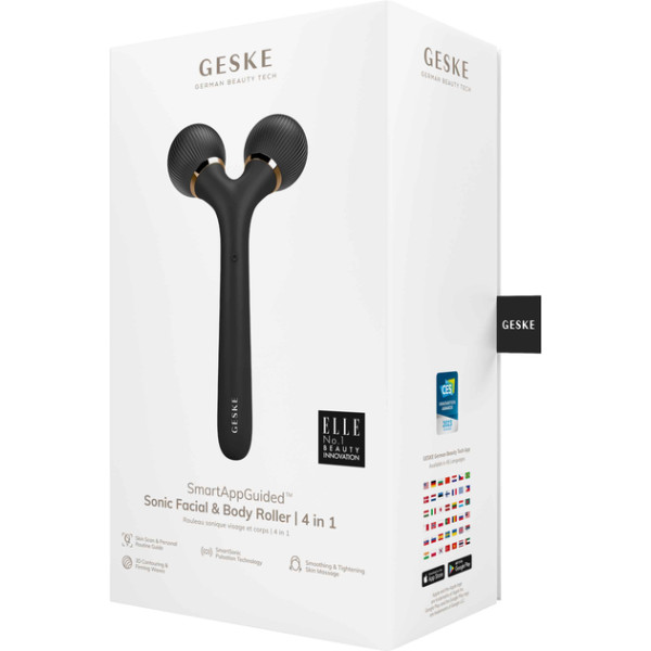 Фото - Електронний звуковий ролик для обличчя GESKE Sonic Facial Roller 4 в 1 сірий (GK000040GY01)