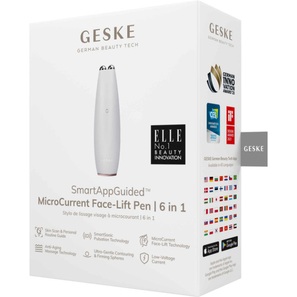 Фото - Мікрострумова ручка для підтяжки обличчя GESKE MicroCurrent Face-Lift Pen 6 в 1 пудровий (GK000013SL01)