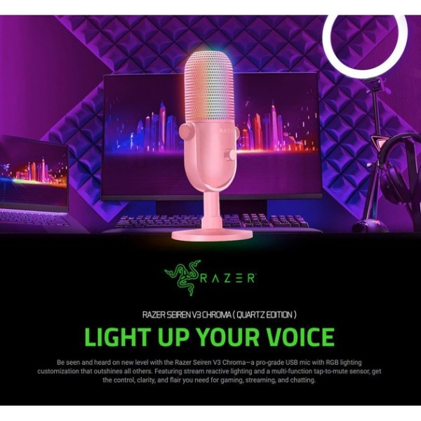 Фото - Мікрофон до комп'ютера дротовий Razer Seiren V3 Chroma Quartz (RZ19-05060300-R3M1)