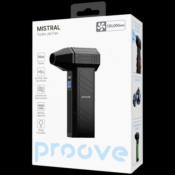 Фото - Вентилятор портативный Proove Mistral (130000RPM) black (HVFM15000201)