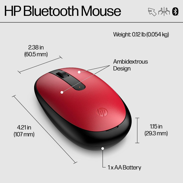 Фото - Миша бездротова HP 240 BT Red (43N05AA)