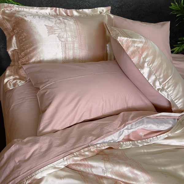 Фото - Комплект постільної білизни Word of Dream JQ15/Rose Smoke жаккард сатин 2х150х215 Рожевий (21659)