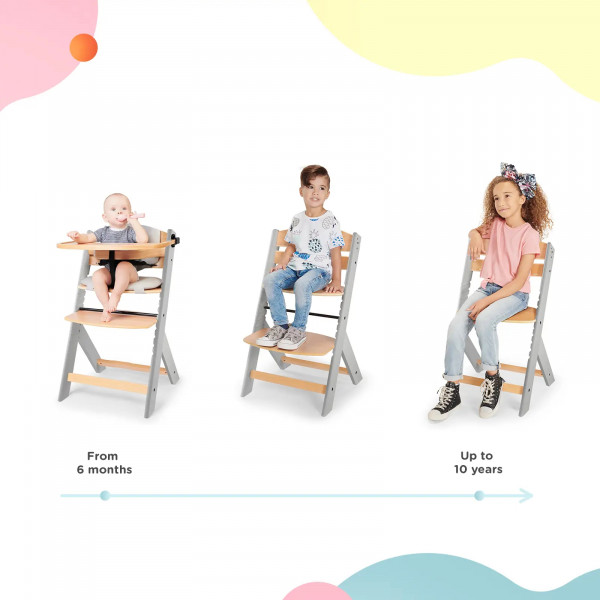 Фото - Стульчик для кормления классический Kinderkraft Enock Gray Wood (KHENOC0PGRY0000)