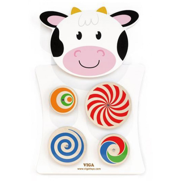 Фото - Бізіборд-дошка Viga Toys Корівка з колами (50677FSC)