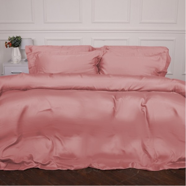Фото - Простирадло двоспальне MirSon Imperial Tencel №02 Pink 180х200 см (2200010753653)