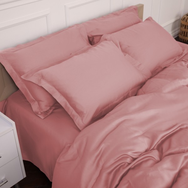 Фото - Простирадло двоспальне MirSon Imperial Tencel №02 Pink 180х200 см (2200010753653)