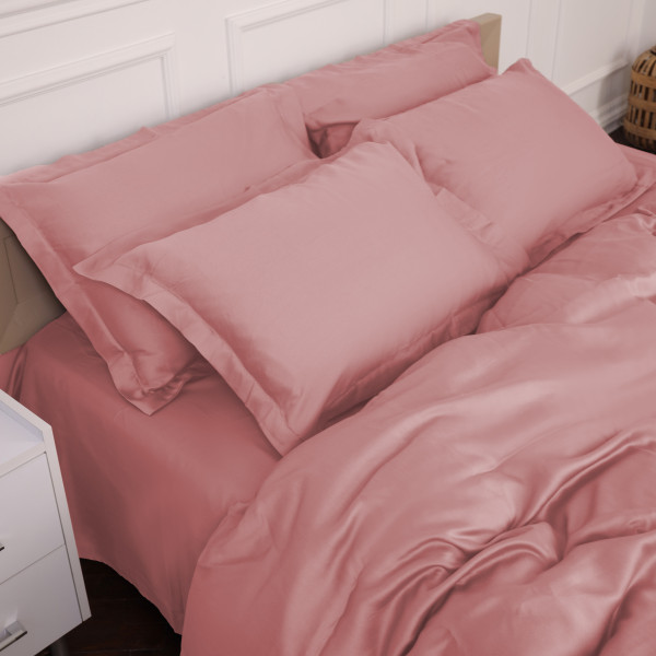 Фото - Простирадло двоспальне MirSon Imperial Tencel №02 Pink 180х190 см (2200010753646)