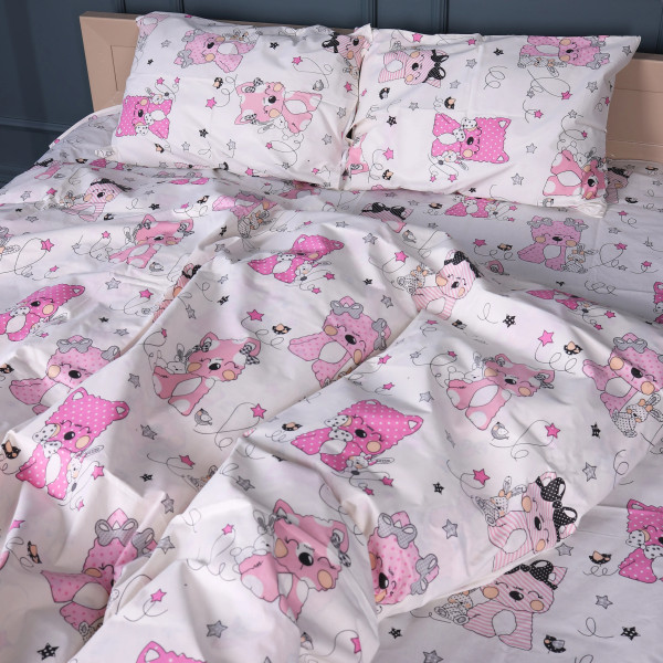 Фото - Комплект постільної білизни MirSon Бязь Kids Time 17-0776 Magic cats pink 175х210 см (2200011238487)