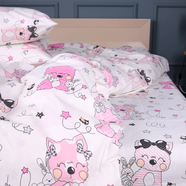 Фото - Комплект постільної білизни MirSon Бязь Kids Time 17-0776 Magic cats pink 175х210 см (2200011238487)