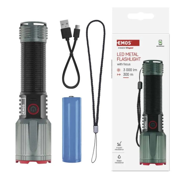 Фото - Ліхтар EMOS P3122 3000 Lm Li-Ion 5000 mAh метал фокус