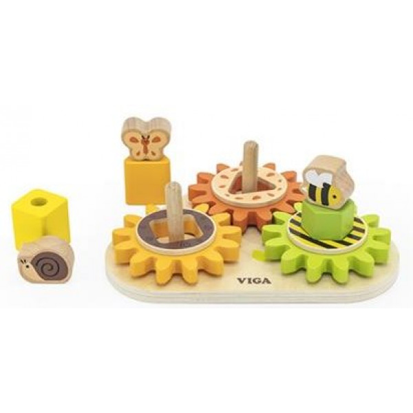 Фото - Ігровий набір для малюка Viga Toys Звірята на шестерінках (44690)