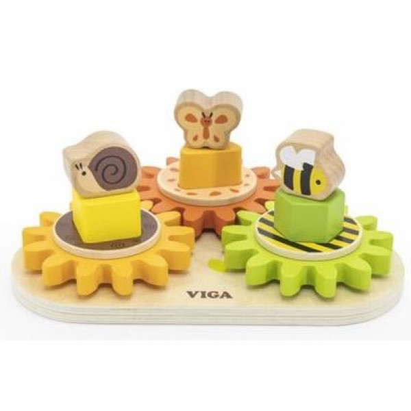 Фото - Ігровий набір для малюка Viga Toys Звірята на шестерінках (44690)