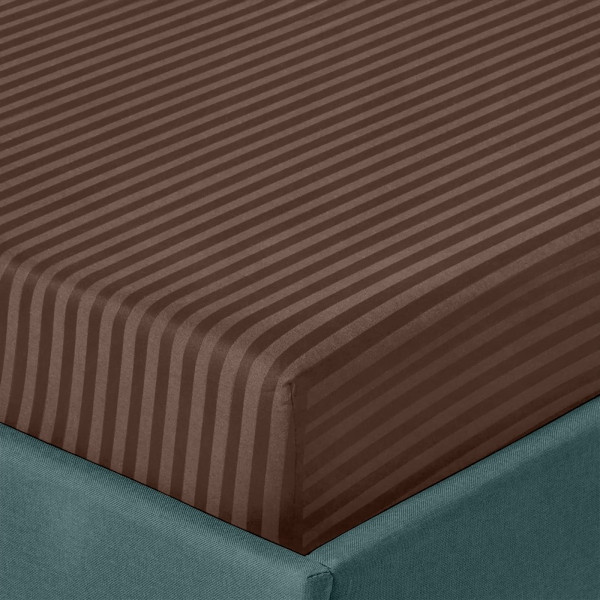 Фото - Простирадло односпальне Zastelli на резинці Brown Stripes 100х200+25 см Коричневе (22285)