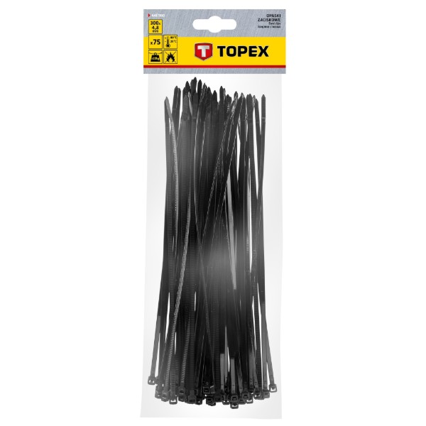 Фото - Набор хомутов TOPEX 4.8х300мм 75 шт. Black (44E980)
