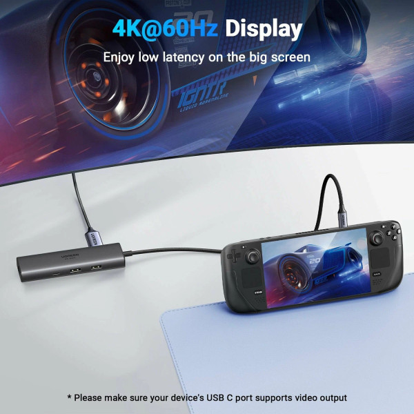 Фото - Хаб USB UGREEN CM512 USB-C to HDMI+2xUSB 3.2+USB-C 3.2+RJ-45+PD Power Converter Gray (45000)