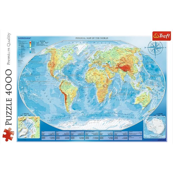 Фото - Пазли (8 +) Trefl "Фізична карта світу" (4000 елм.) (45007)