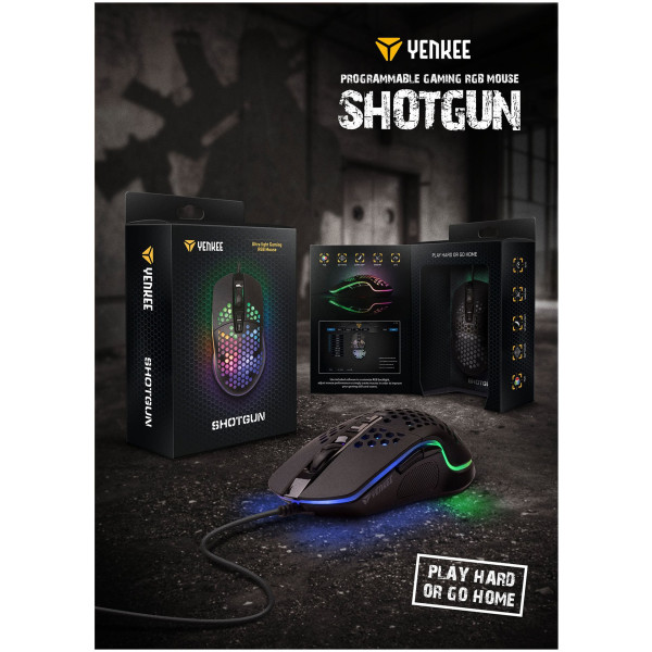 Фото - Миша дротова ігрова YENKEE YMS 3030BK SHOTGUN Black