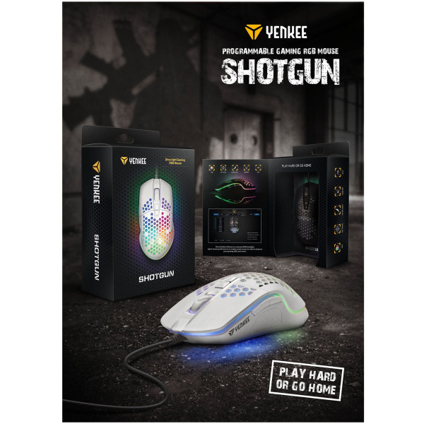 Фото - Миша дротова ігрова YENKEE YMS 3030WE SHOTGUN White