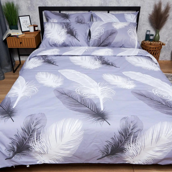 Фото - Комплект постільної білизни Moon&Star Бязь Gold Люкс Soft Plumes King Size 220x240 нав. 4х70х70 (MS-820006899)