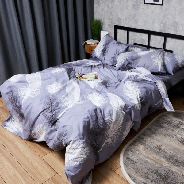 Фото - Комплект постільної білизни Moon&Star Бязь Gold Люкс Soft Plumes King Size 220x240 нав. 2х50х70 (MS-820006896)