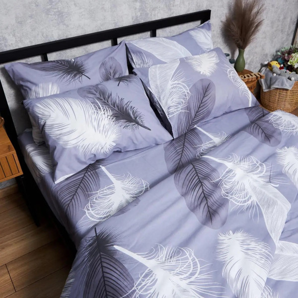 Фото - Комплект постільної білизни Moon&Star Бязь Gold Люкс Soft Plumes King Size 220x240 нав. 4х70х70 (MS-820006899)