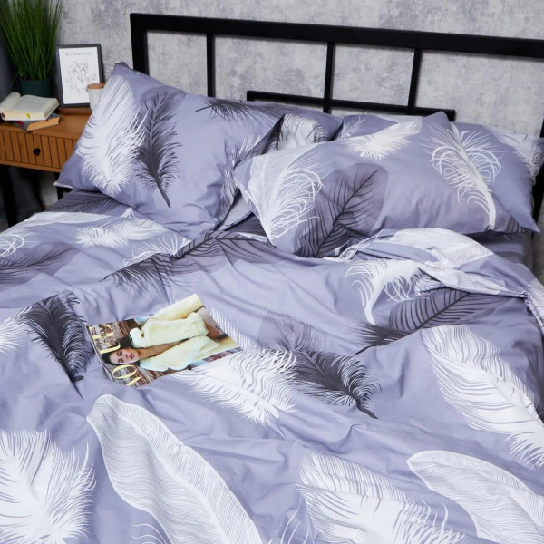 Фото - Комплект постільної білизни Moon&Star Бязь Gold Люкс Soft Plumes King Size 220x240 нав. 4х70х70 (MS-820006899)